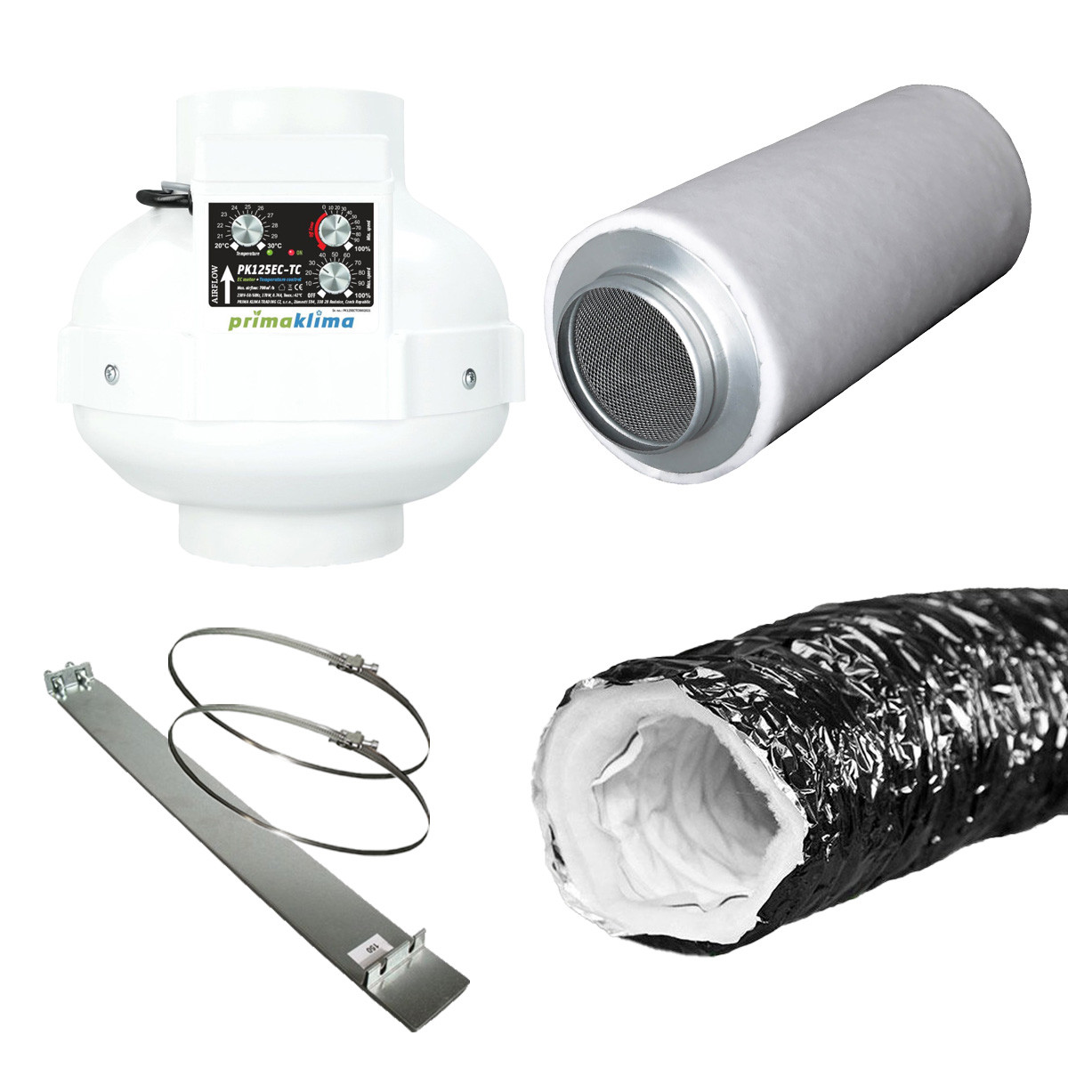 Grow Abluft Set Eco | silent | EC-TC | 480 m³/h | 125mm | für 120x60 cm