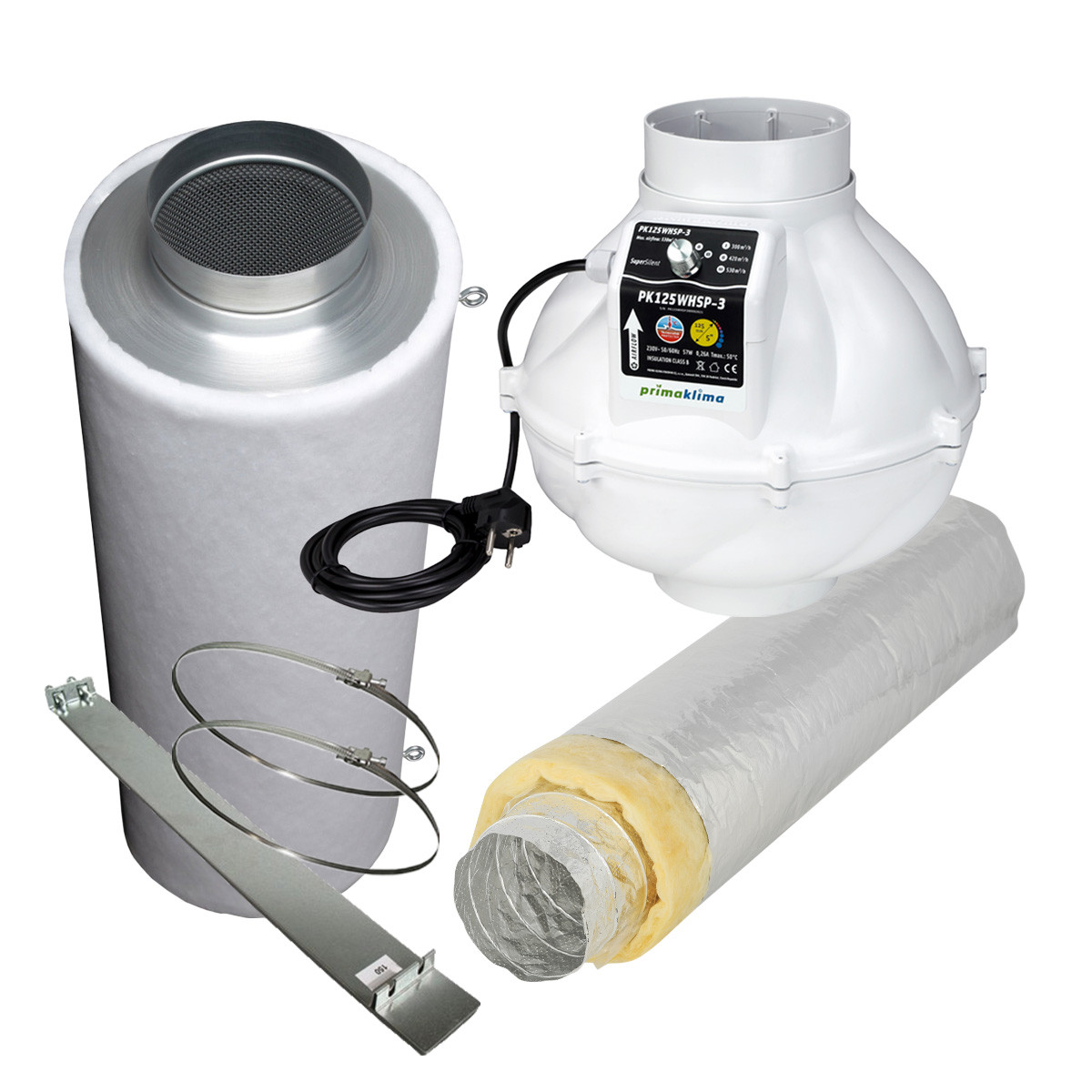 Grow Abluft Set Industry | silent | AC | 530m³/h | 125mm | für 80x80 bis 120x120 cm