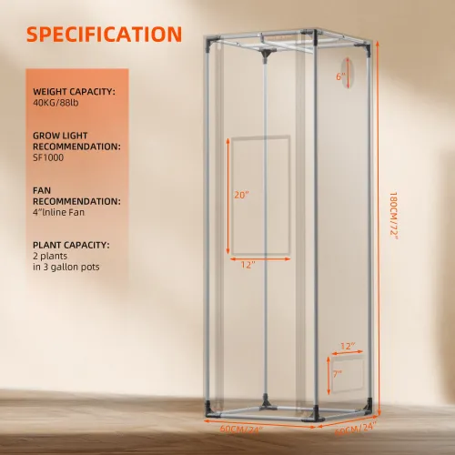 Technische Daten Spider Farmer Growzelt 60x60x180 Pro Indoor Grow Tent
