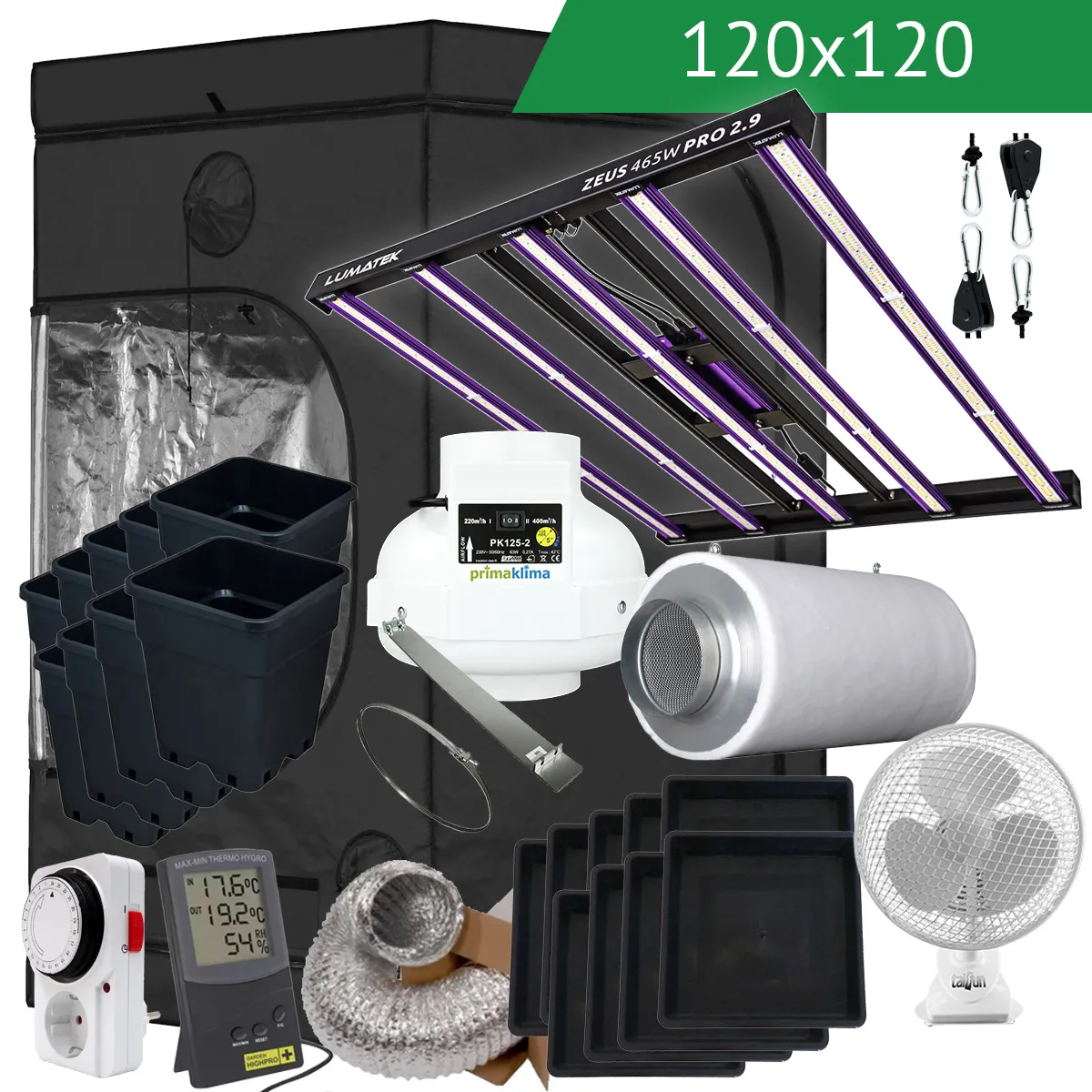 DIY LED Growbox Komplettset 120x120 465W