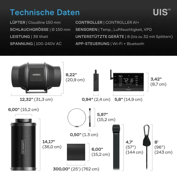 AC Infinity Abluftset Pro T6 150mm AI+ kaufen