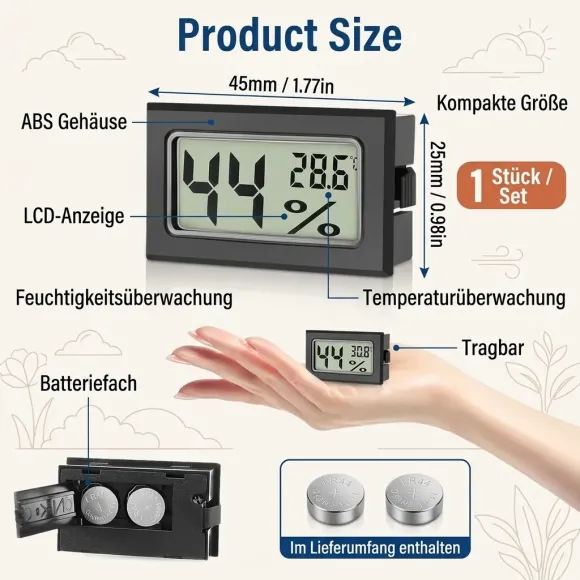 Digitales Hygrometer 45x25mm kaufen