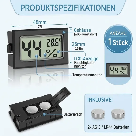 Digitales Hygrometer 45x25mm kaufen