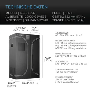 AC Infinity CLOUDLAB 632D 2-in-1 Grow Zelt 90x60x180 kaufen 2