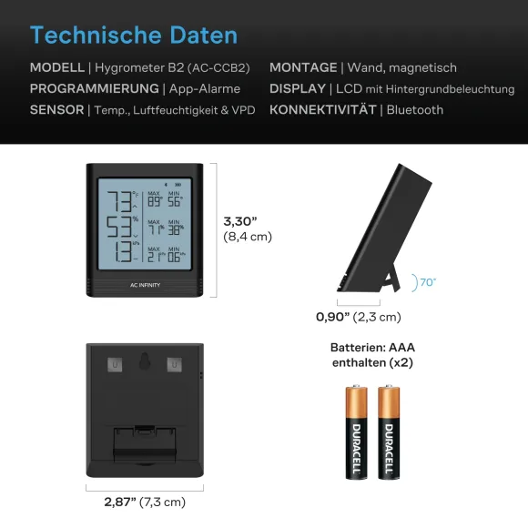AC Infinity Smart Hygrometer B2 Temperatur Luftfeuchte kaufen