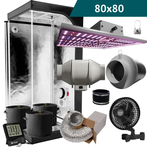 Caluma Komplettset M 80x80 cm | 150W LED Growbox Set für 3 Pflanzen