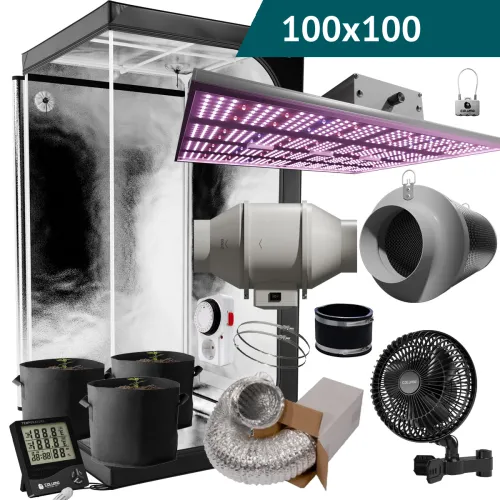 Caluma Komplettset L 100x100 cm | 240W LED Growbox Set für 3 Pflanzen