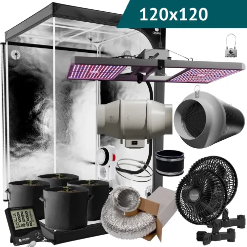 Caluma Komplettset XL 120x120 cm | 480W LED Growbox Set für 4 Pflanzen
