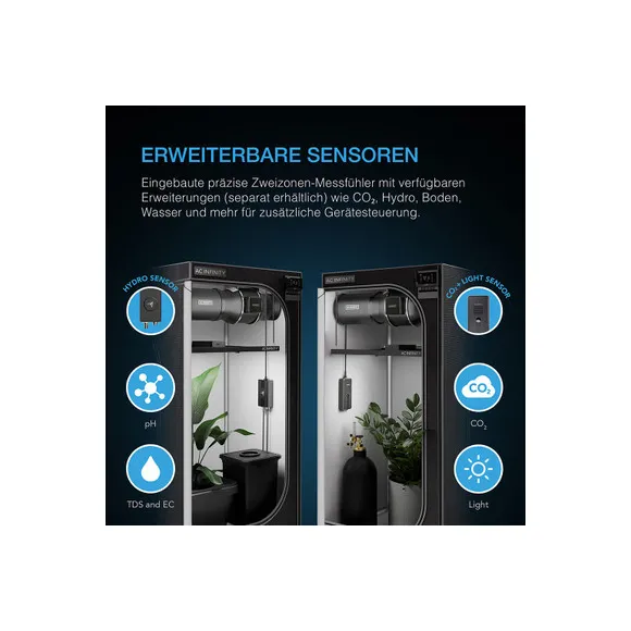 AC Infinity AI+ Grow Zelt-System 90x90x180 260W, 3 Pflanzen-Set