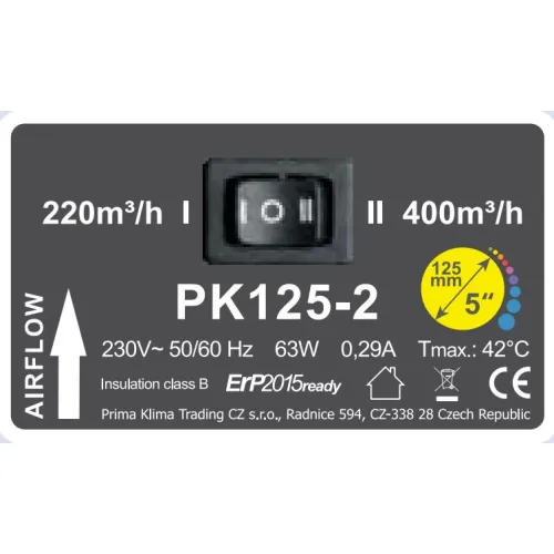 Prima Klima II 2 Speed radial Ventilator