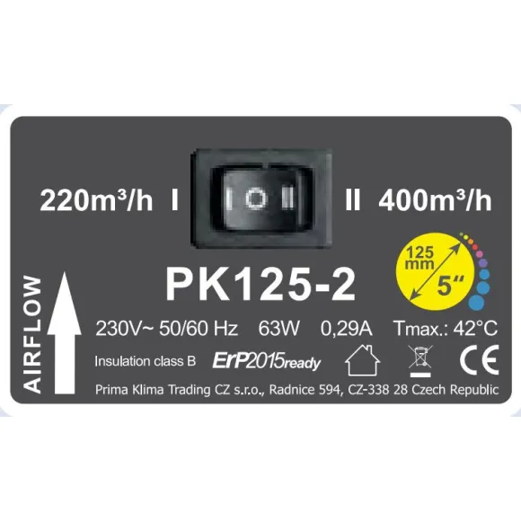 Prima Klima II 2 Speed radial Ventilator