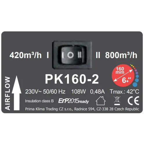 Prima Klima II 2 Speed radial Ventilator