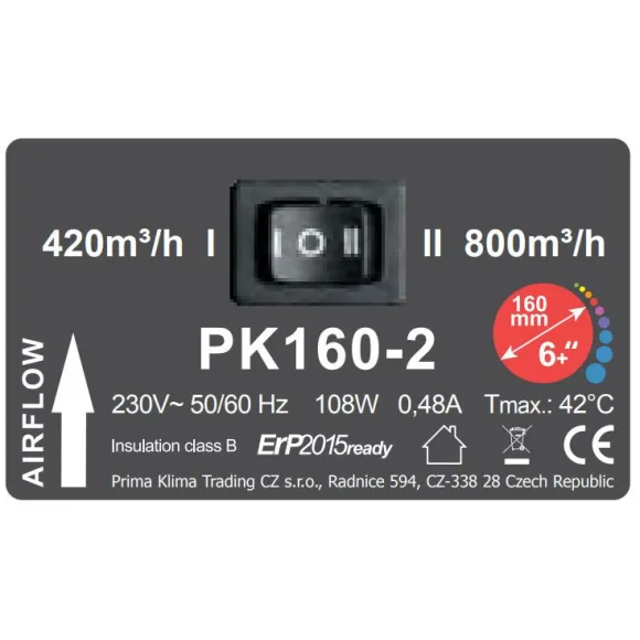 Prima Klima II 2 Speed radial Ventilator