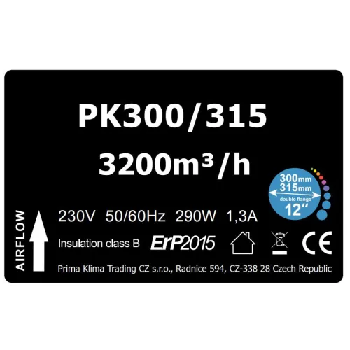 Prima Klima Blue Line Ventilator 300/315, 3200m³/ h