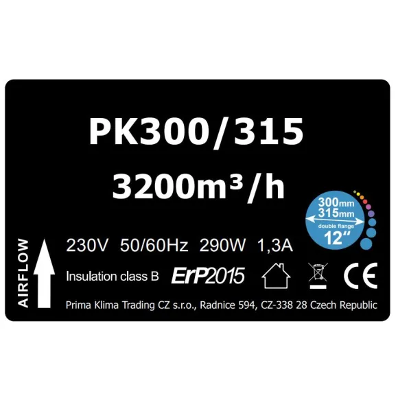 Prima Klima Blue Line Ventilator 300/315, 3200m³/ h