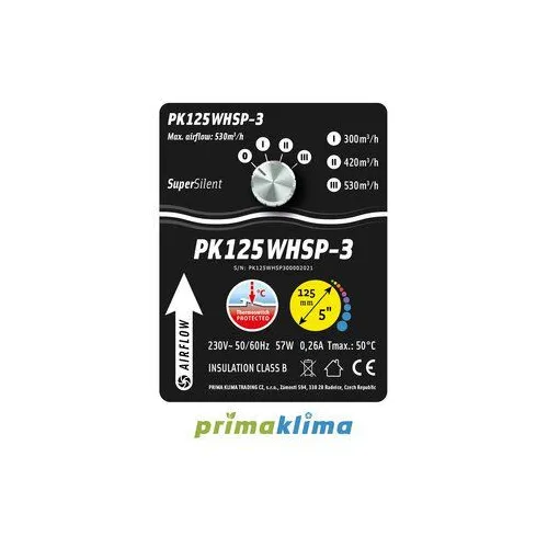 Prima Klima Silenced Fan Whisperblower 3 Speed max.530m³/h 125mm (PK125WHSP-3)