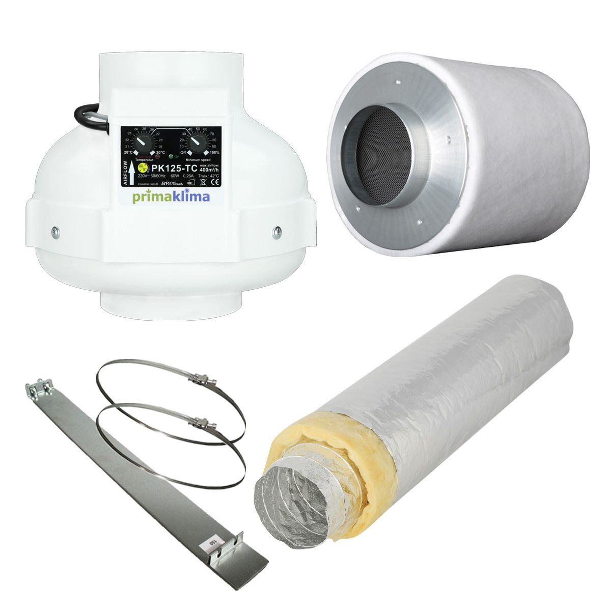 Grow Abluft Set Eco | silent | AC-TC | 400m³/h | 125mm | für 80x80 bis 120x120 cm