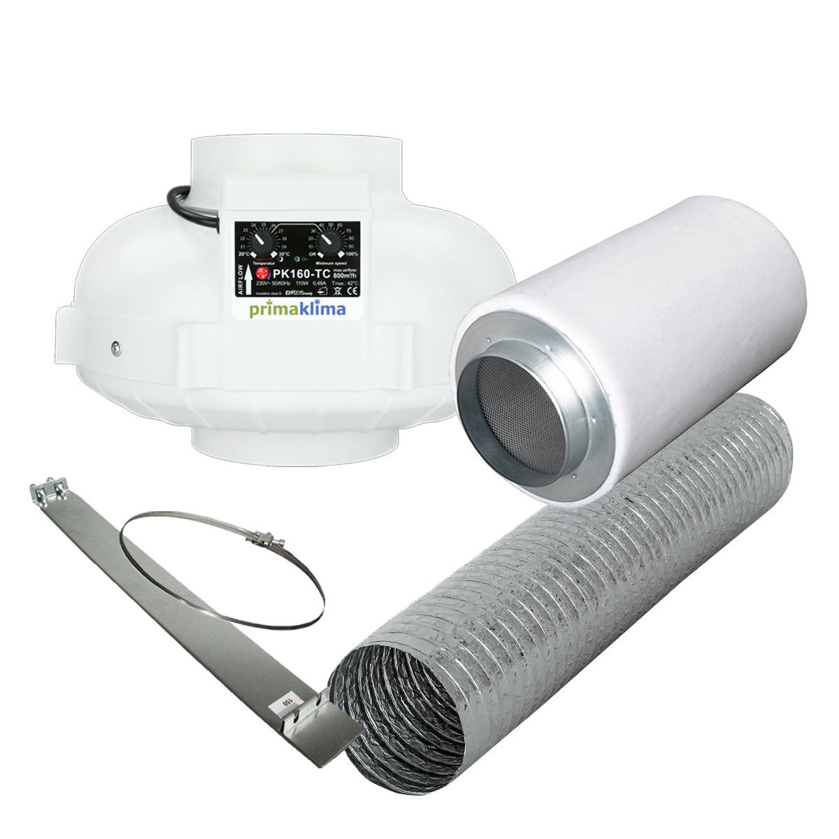Grow Abluft Set Eco | AC-TC | 800m³/h | 160mm | bis 200x200