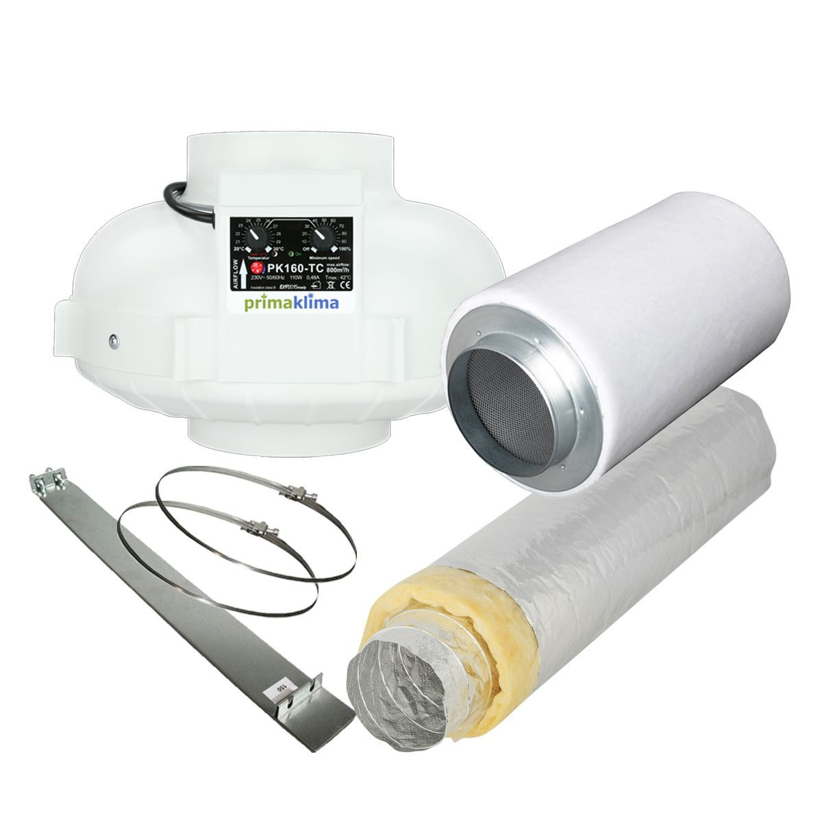 Grow Abluft Set Eco | silent | AC-TC | 800m³/h | 160mm | bis 200x200 cm