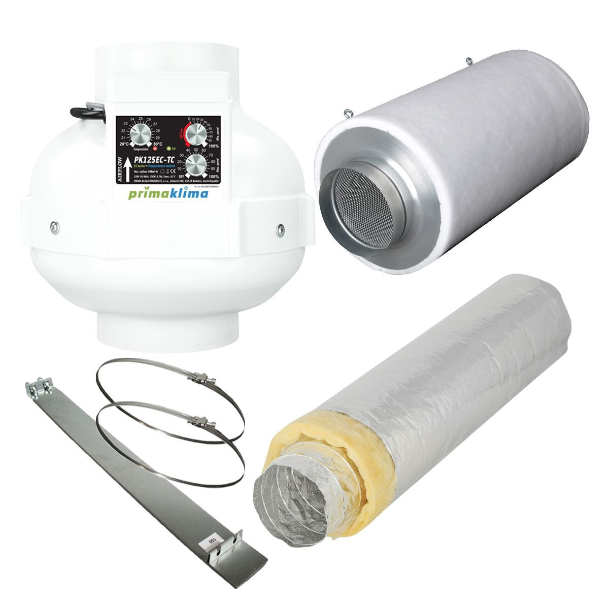 Grow Abluft Set Industry | silent | EC-TC | 680m³/h | 125mm | 80x80 bis 120x120 cm