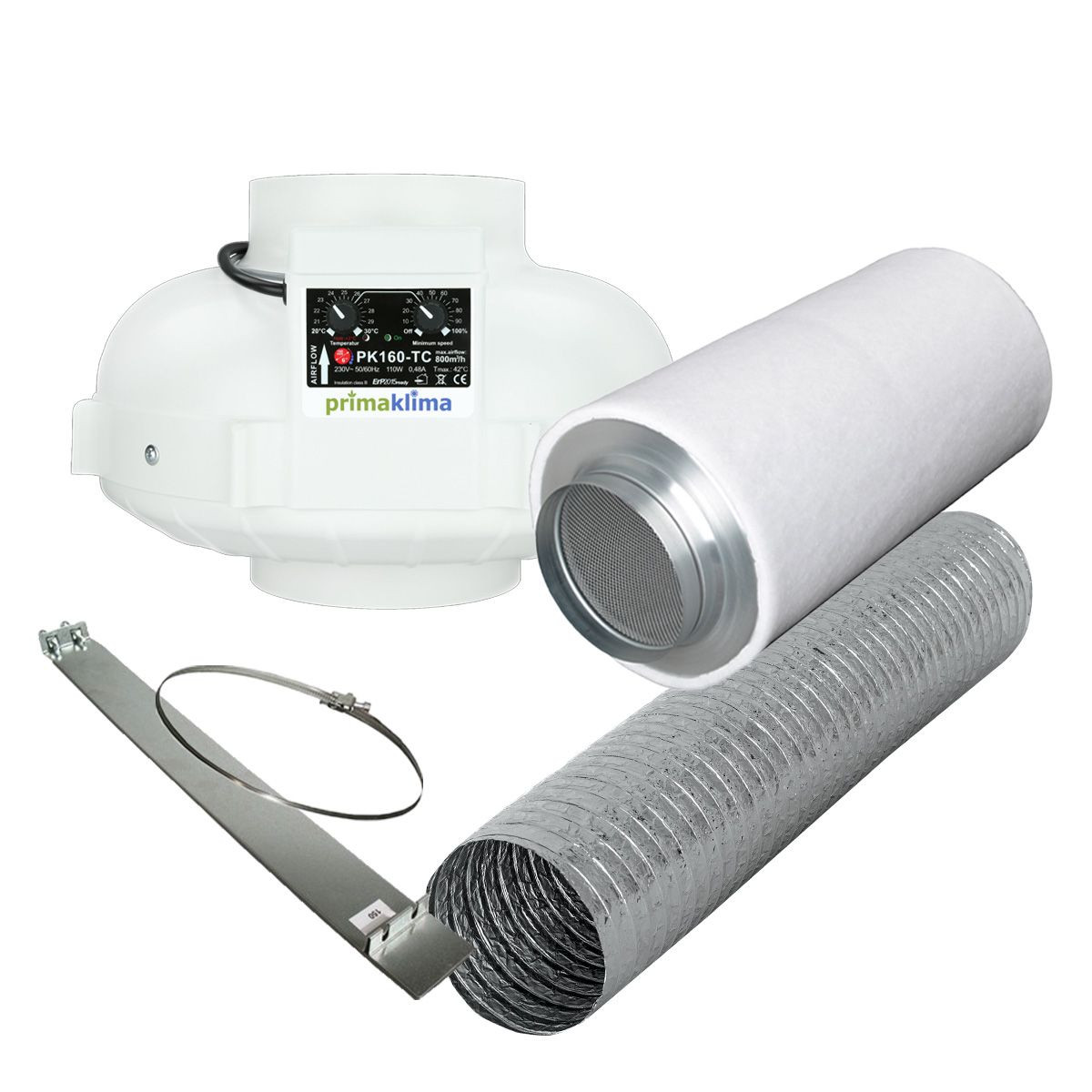 Grow Abluft Set Industry | AC-TC | 800m³/h | 160mm | für 150x150 bis 200x200