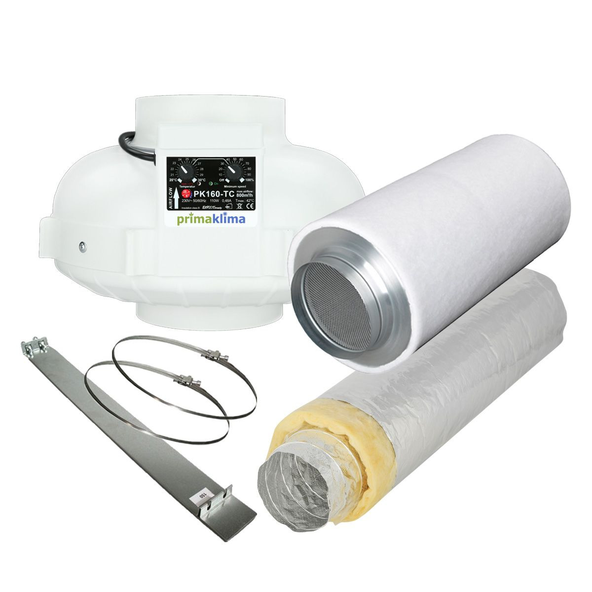 Grow Abluft Set Industry | silent | AC-TC | 800m³/h | 160mm | für 150x150 bis 200x200