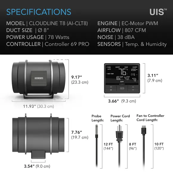 AC Infinity Cloudline Pro T8 200mm Smart-Lüfter kaufen